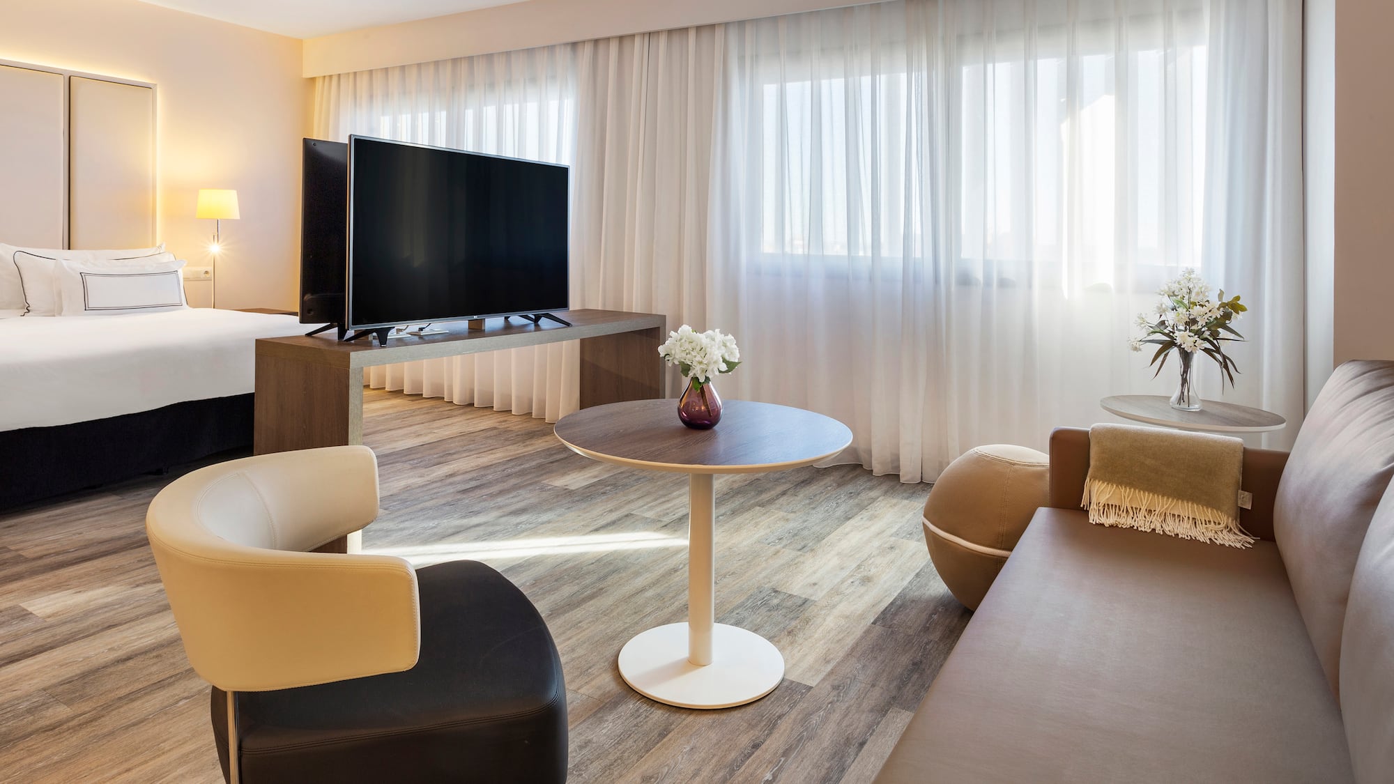 a room with a television and a couch