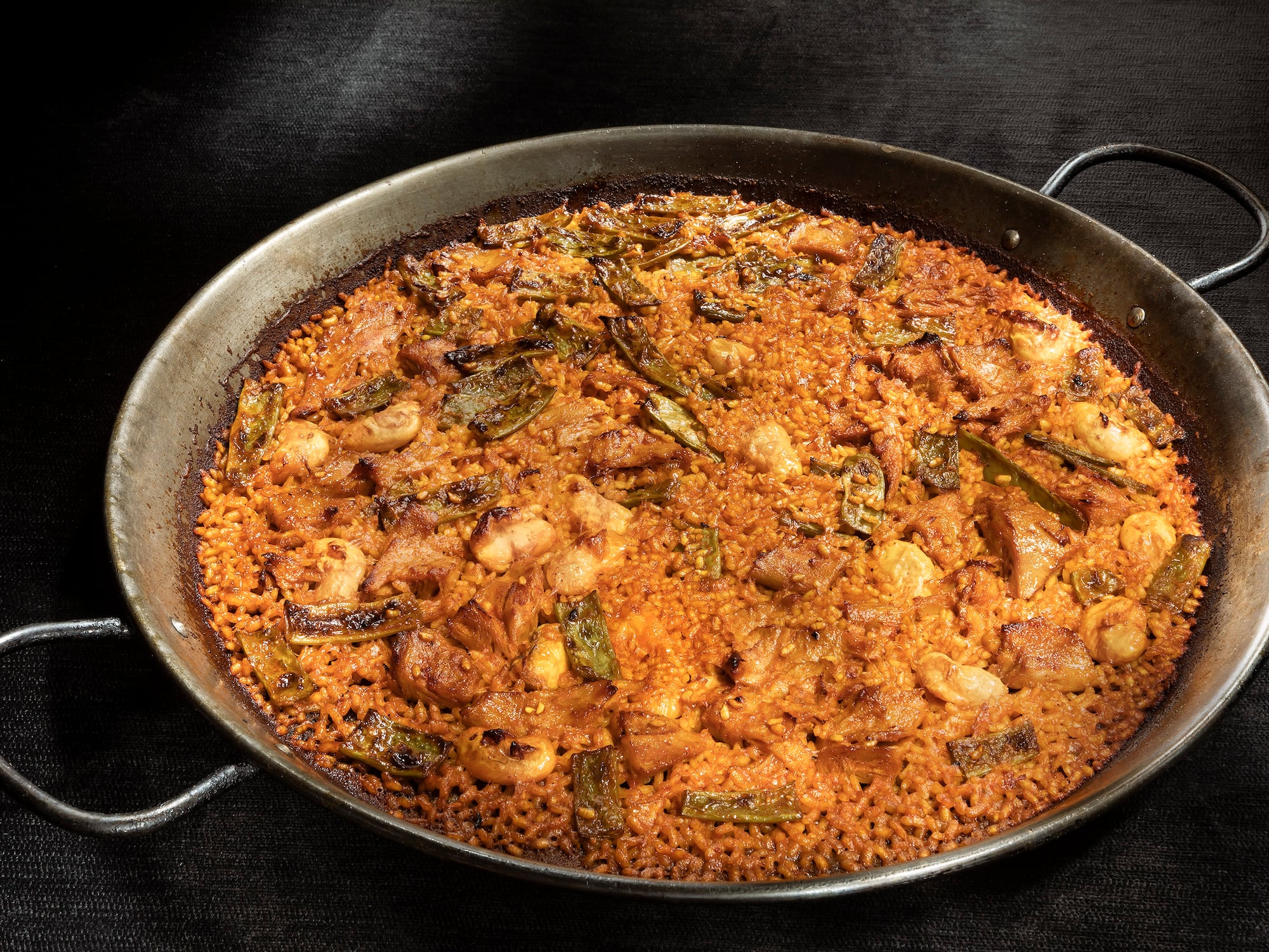 a pan of food on a table