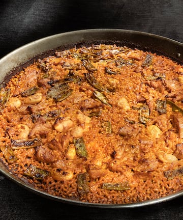 a pan of food on a table