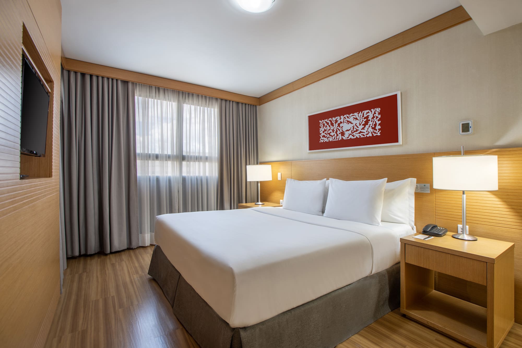 a room with a bed and a table