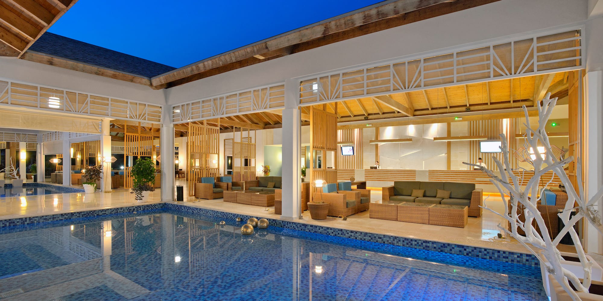 a pool in a building