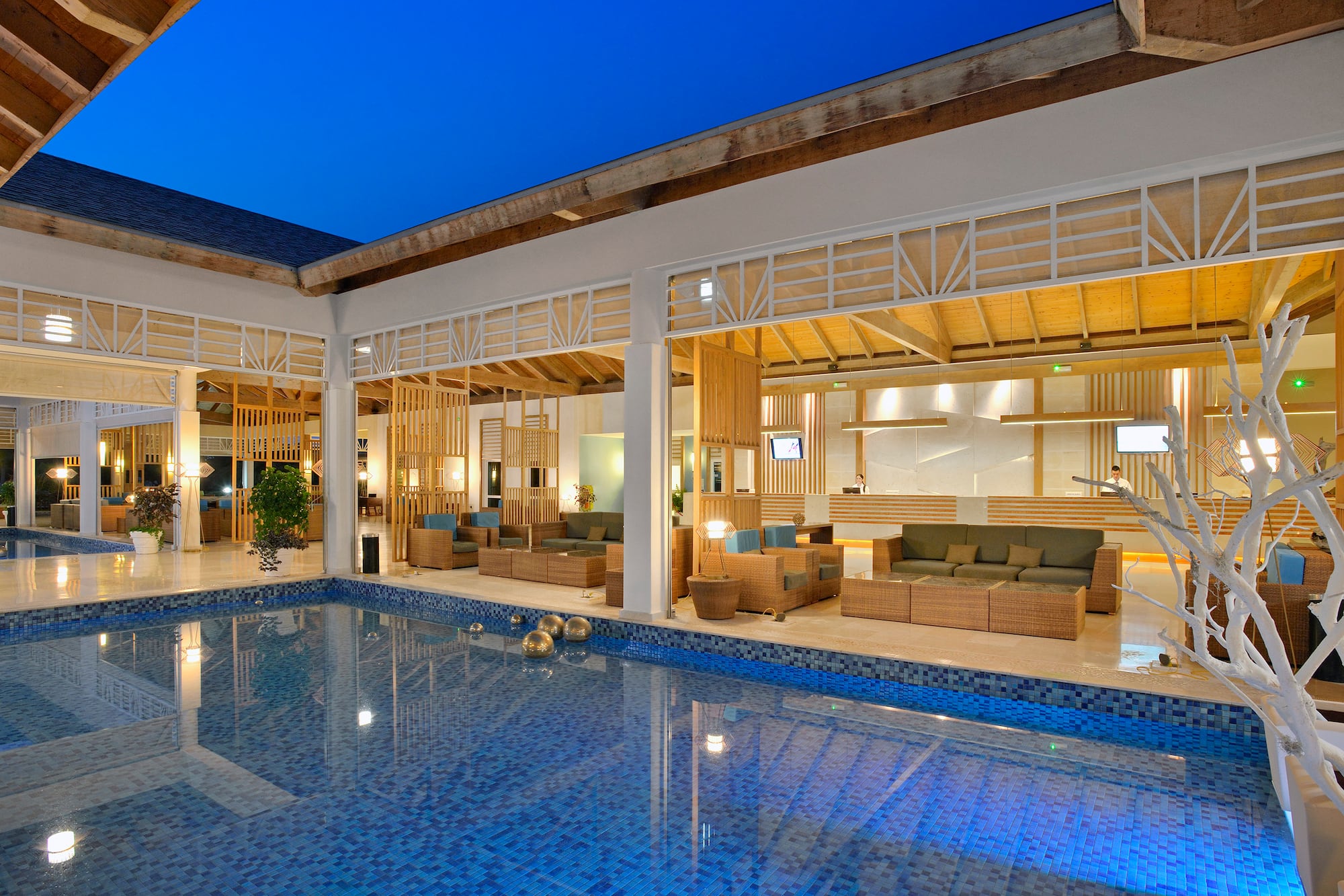 a pool in a building