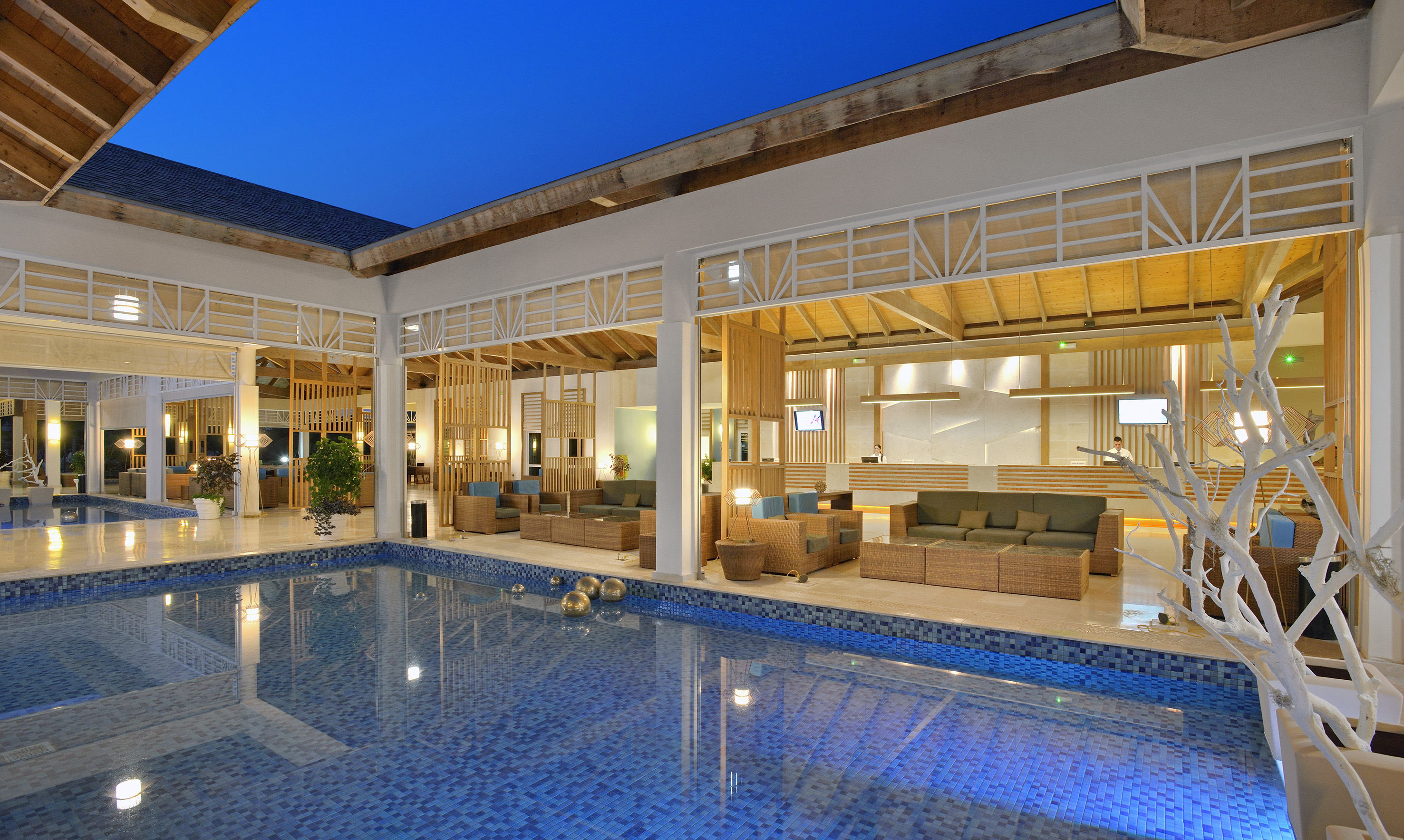 a pool in a building