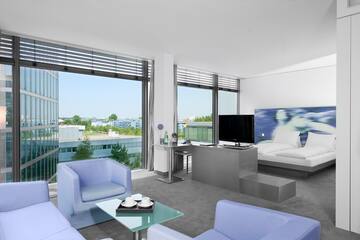 a room with a television and a couch