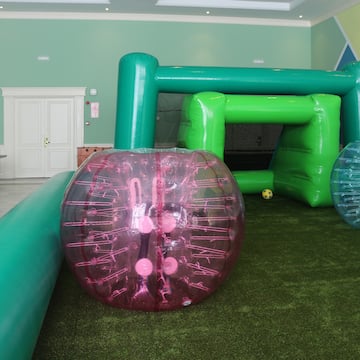 a large inflatable balls in a room