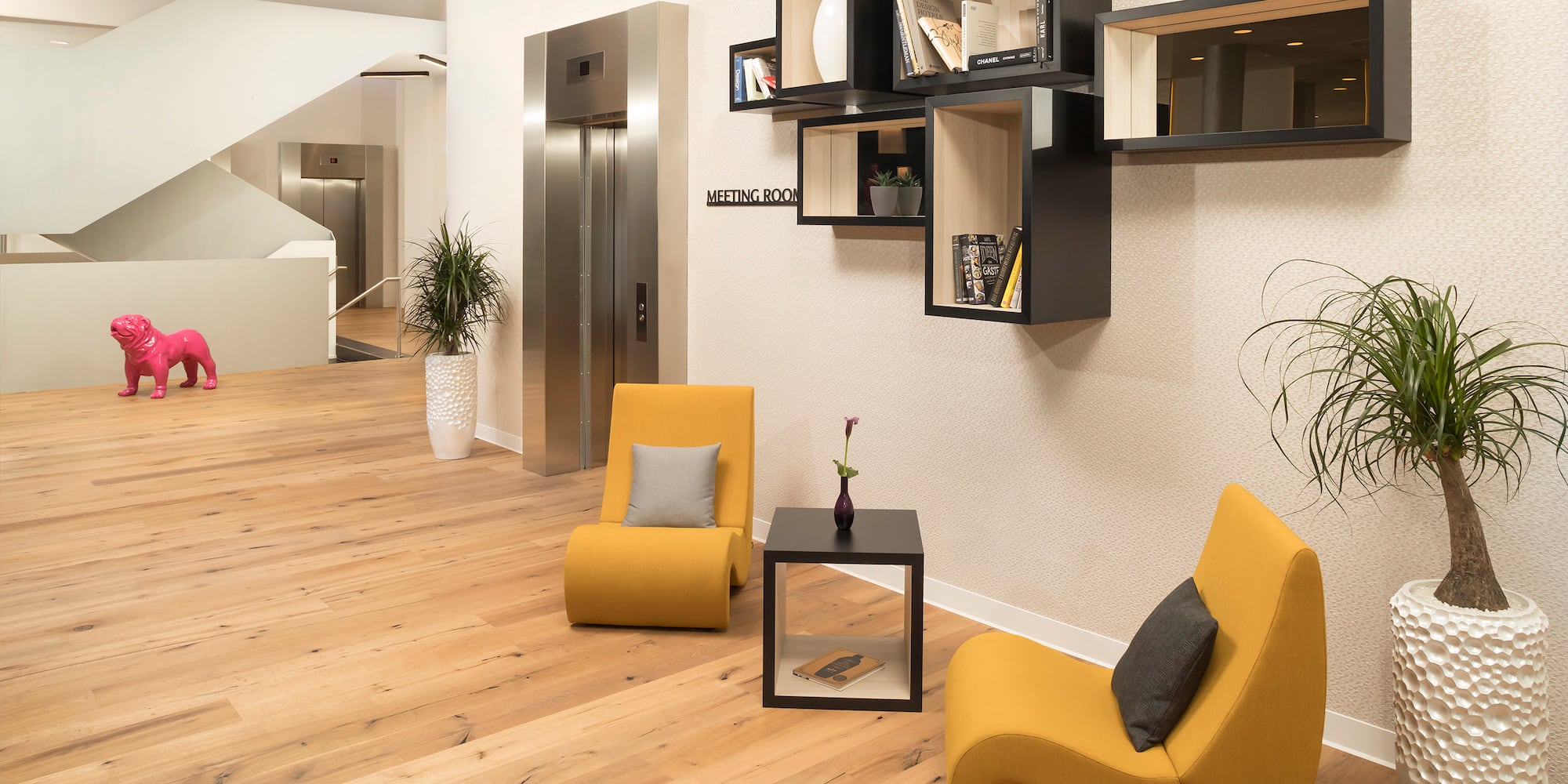 a room with a chair and a table