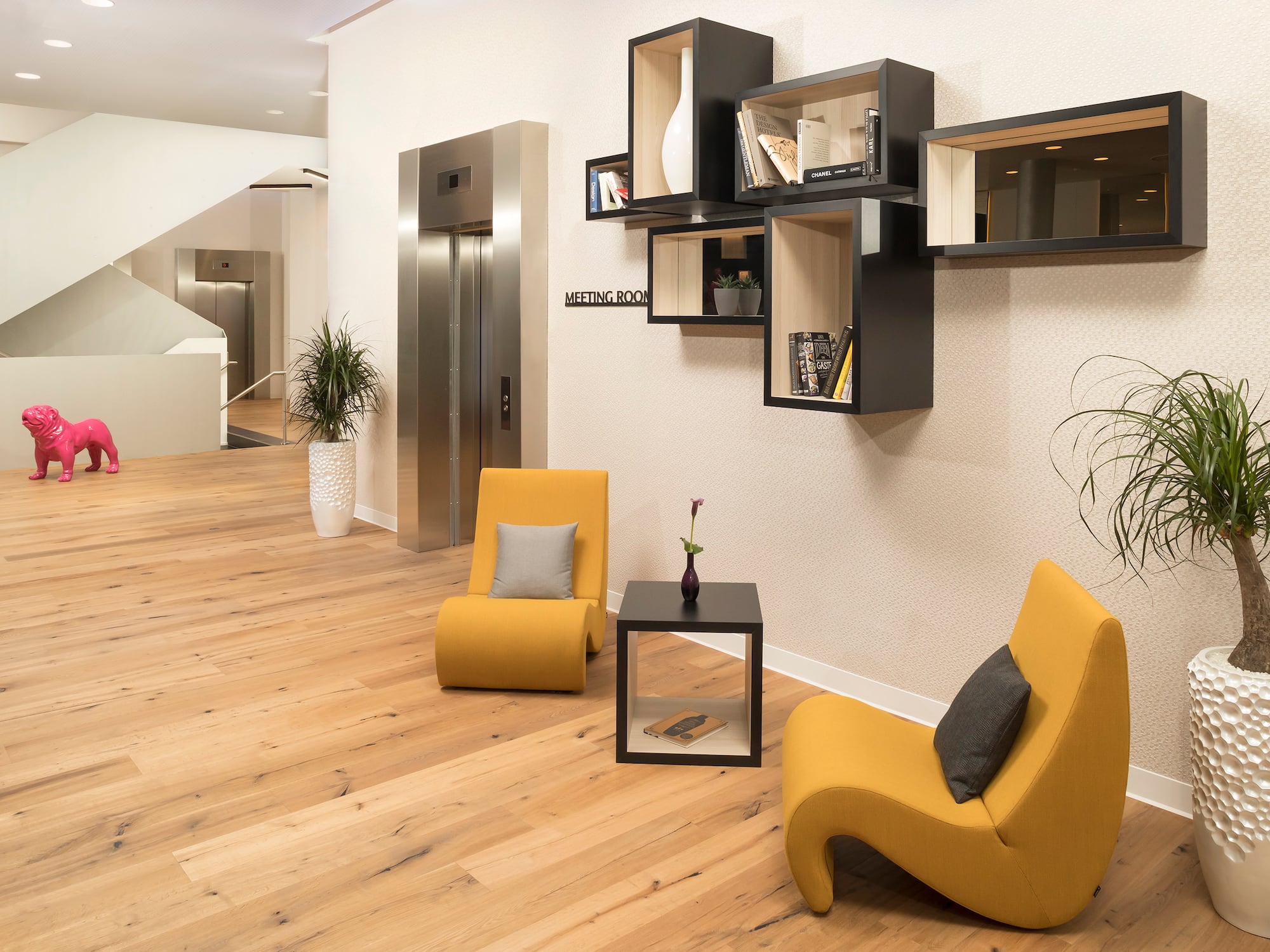 a room with a chair and a table