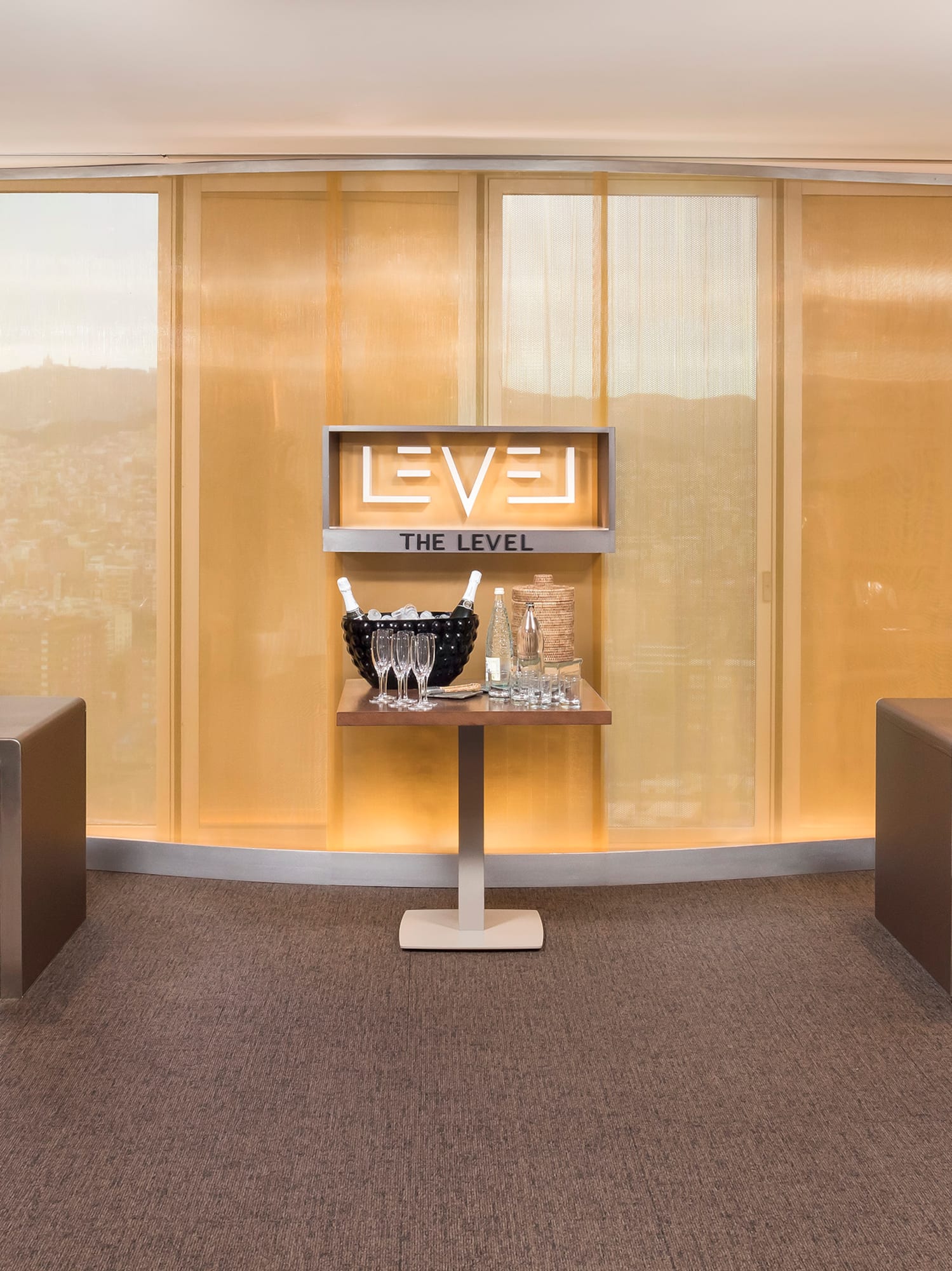 a room with a table and chairs