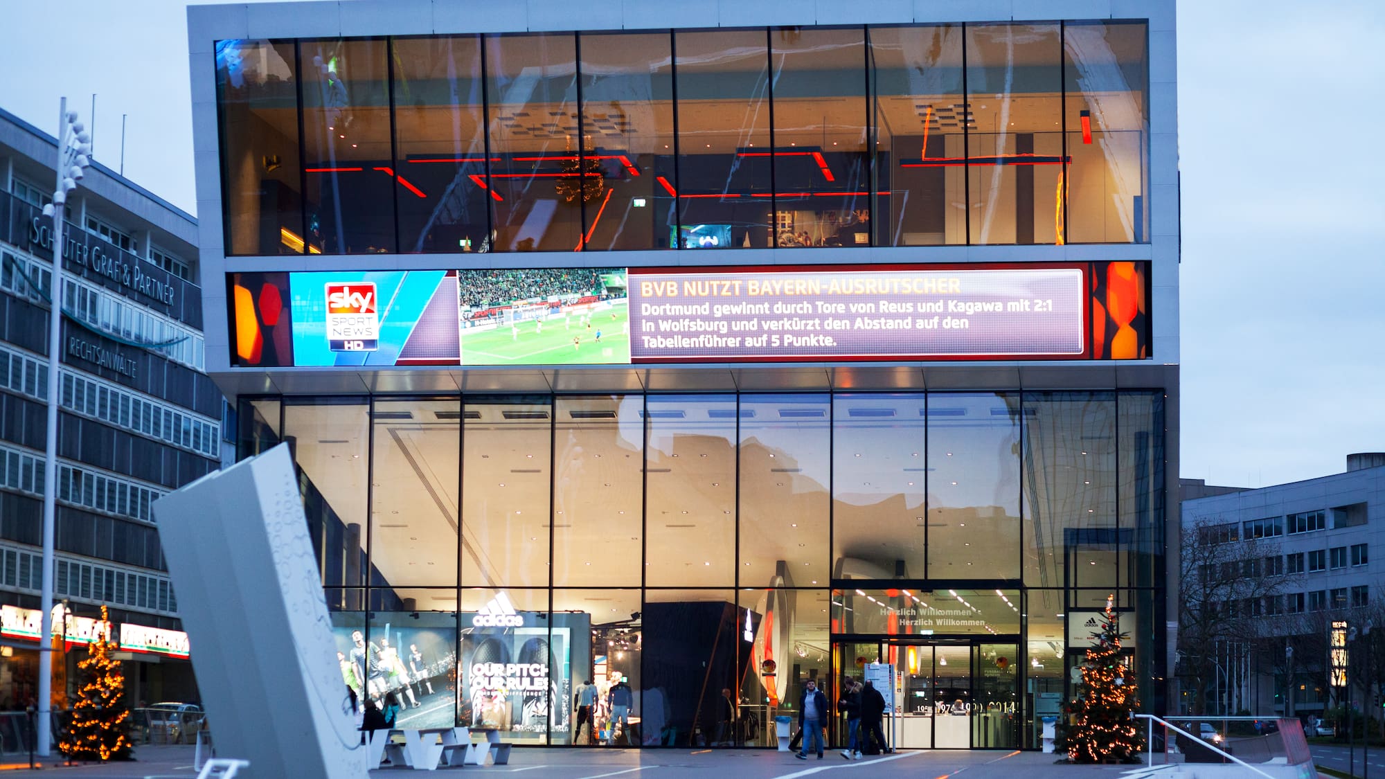a building with glass windows