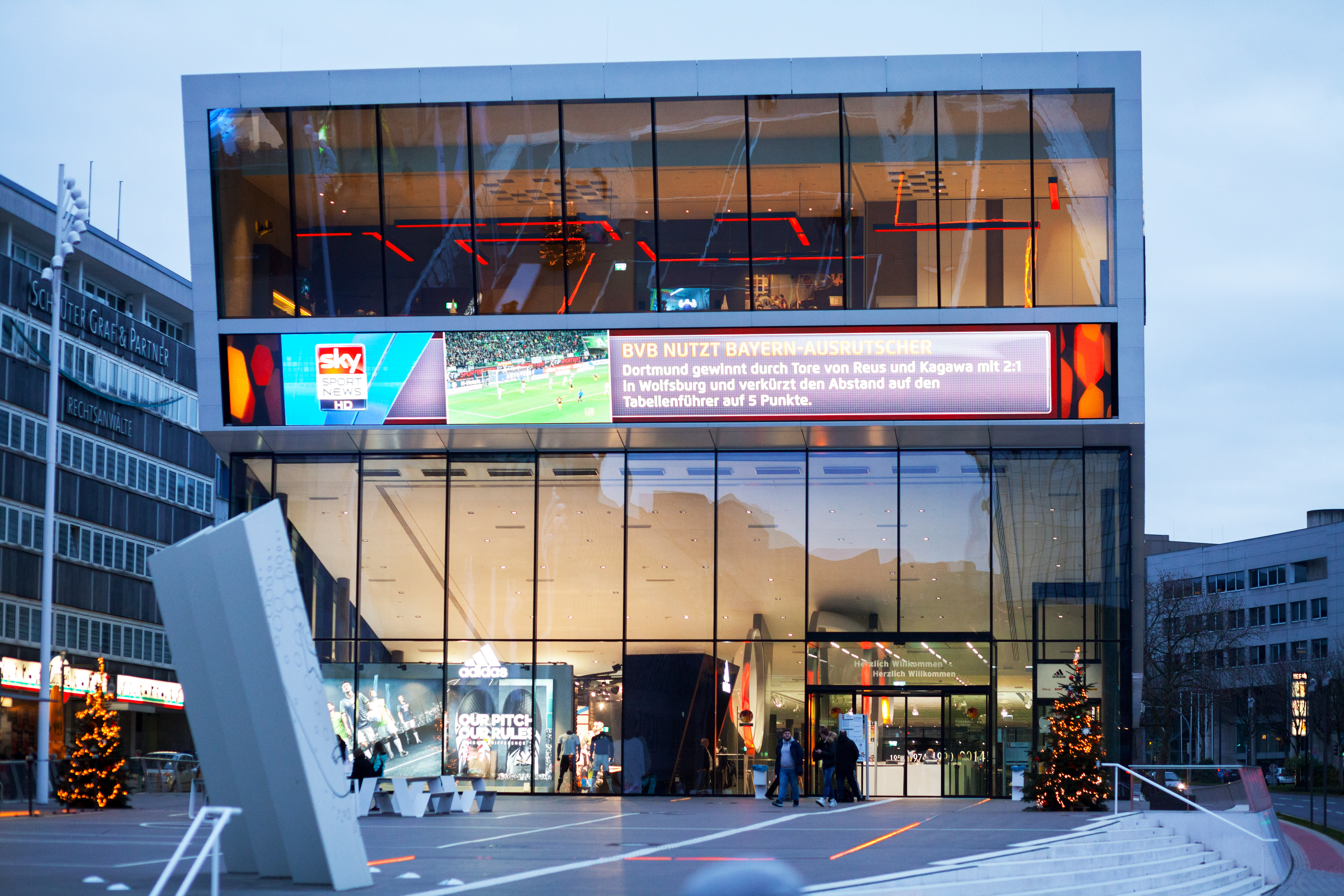 a building with glass windows