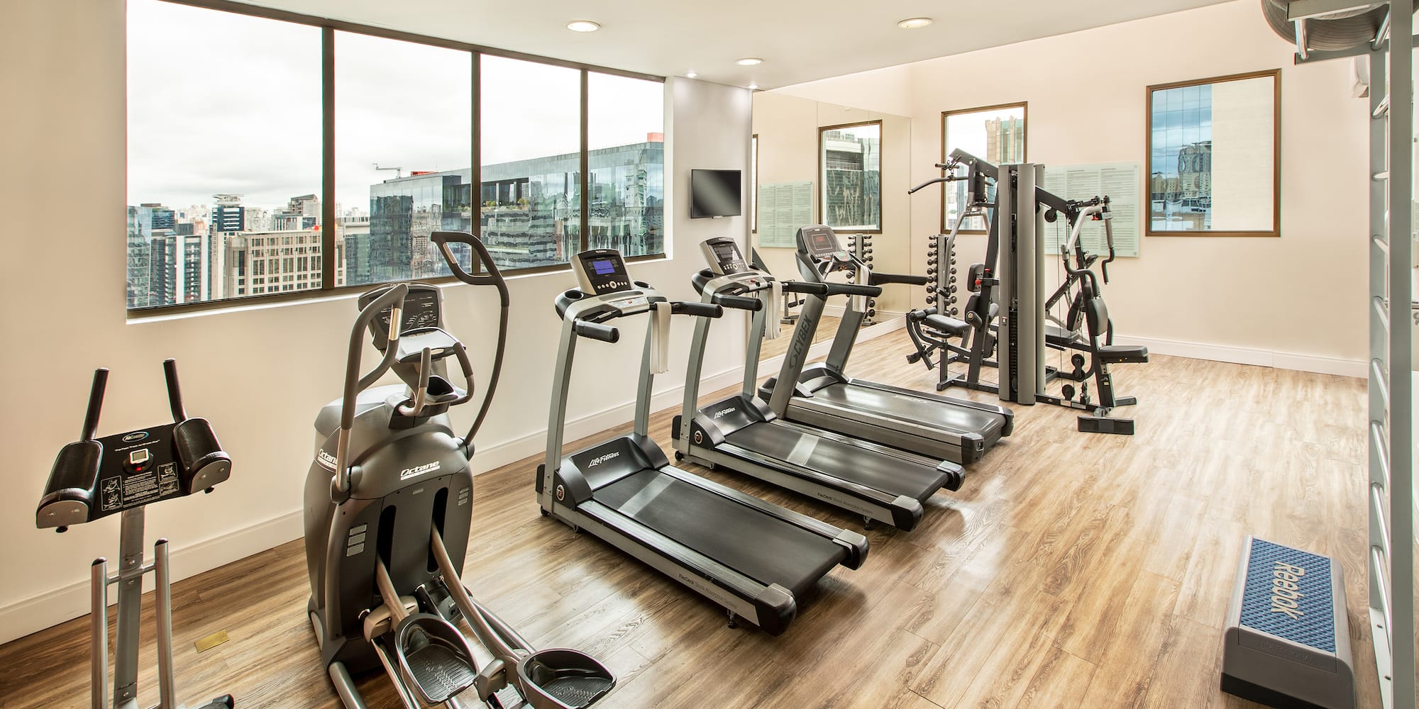 a room with exercise equipment