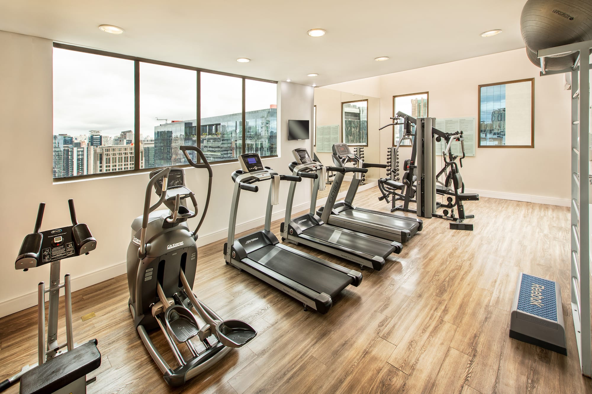 a room with exercise equipment