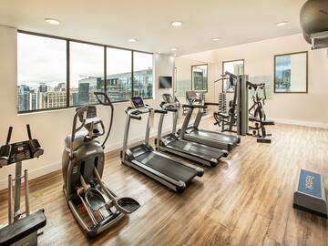 a room with exercise equipment