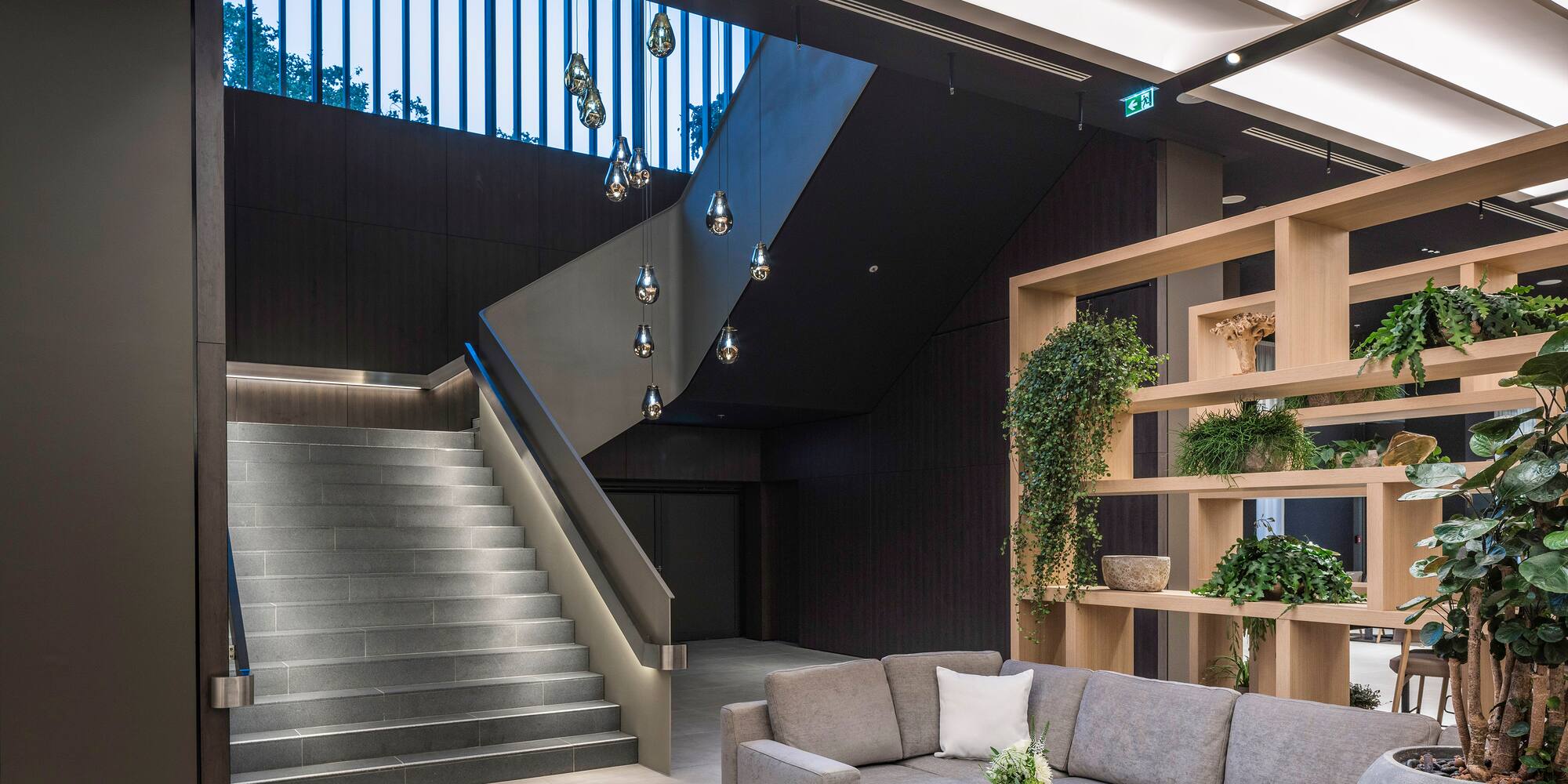 a staircase in a building