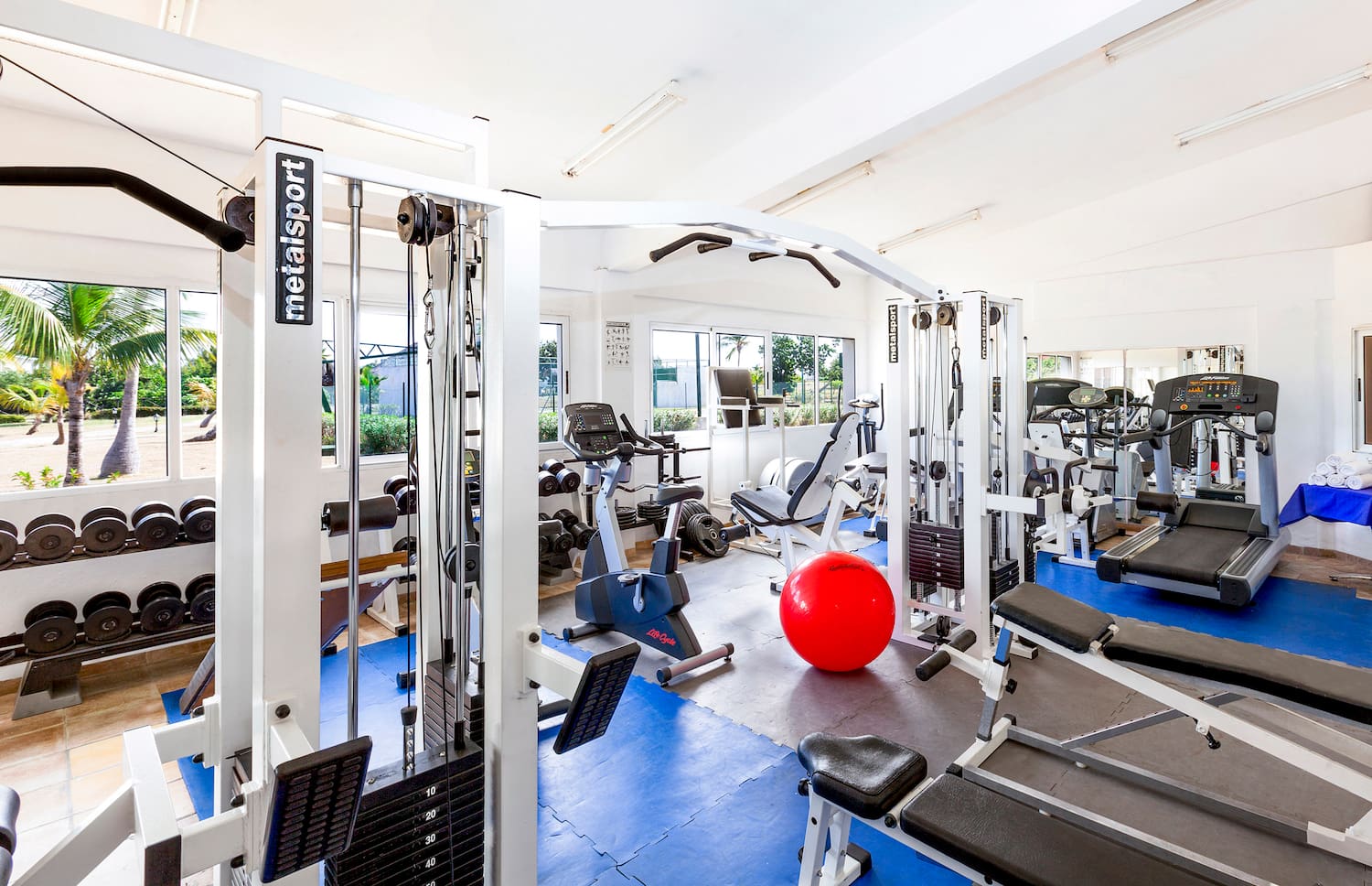 a gym with exercise equipment