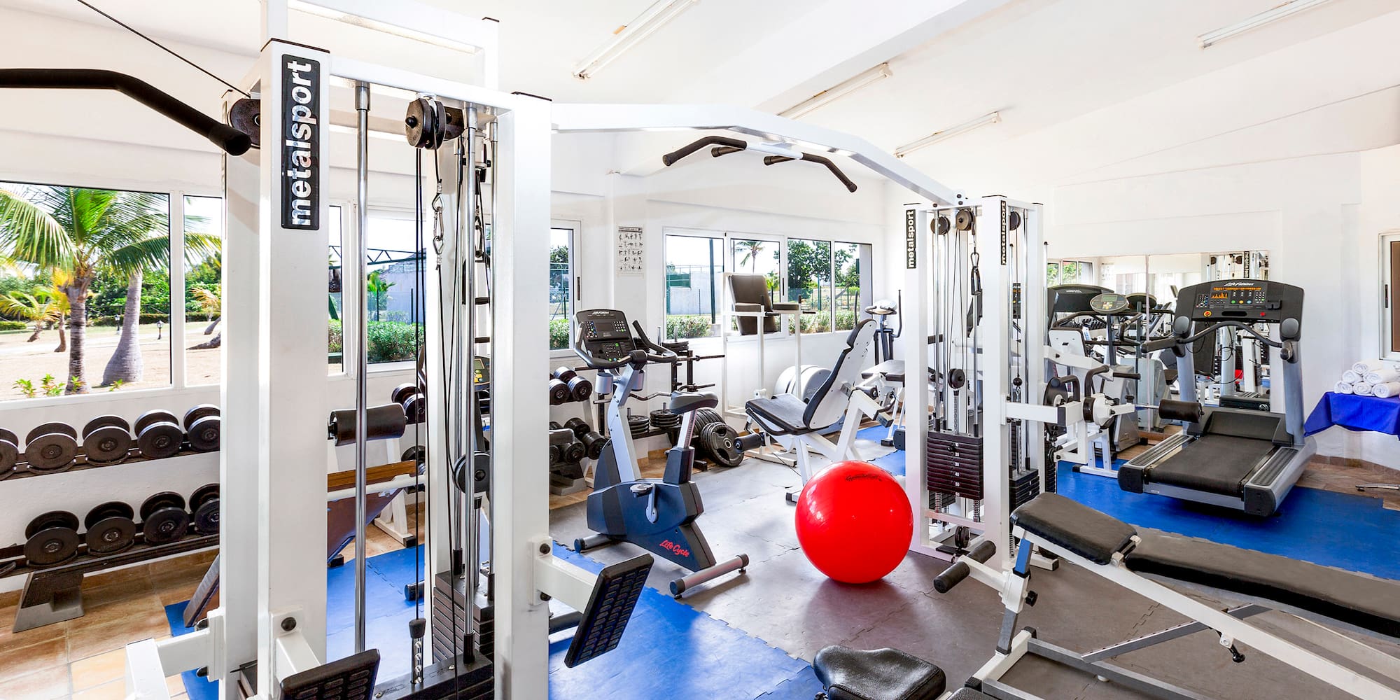 a gym with exercise equipment