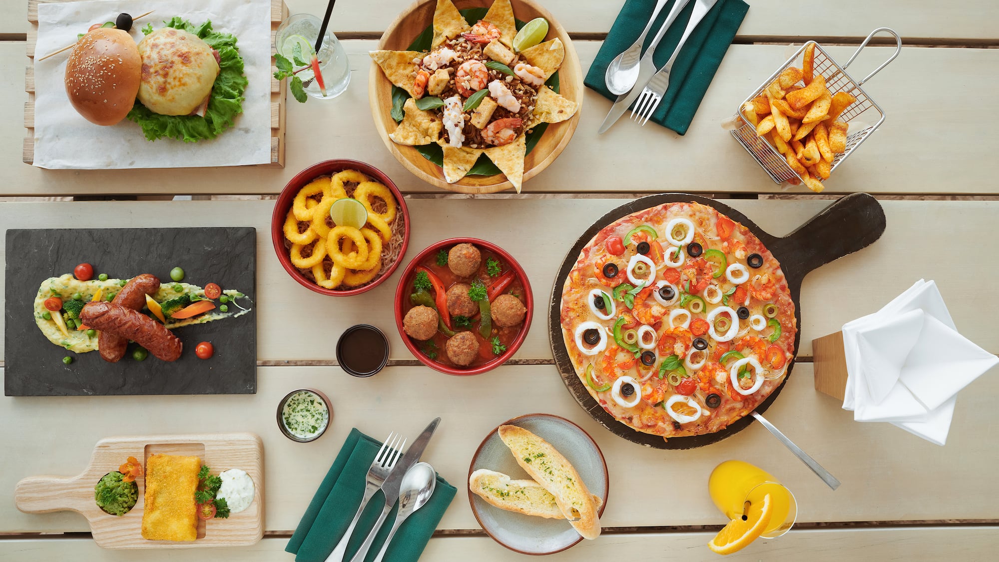 a table with food on it