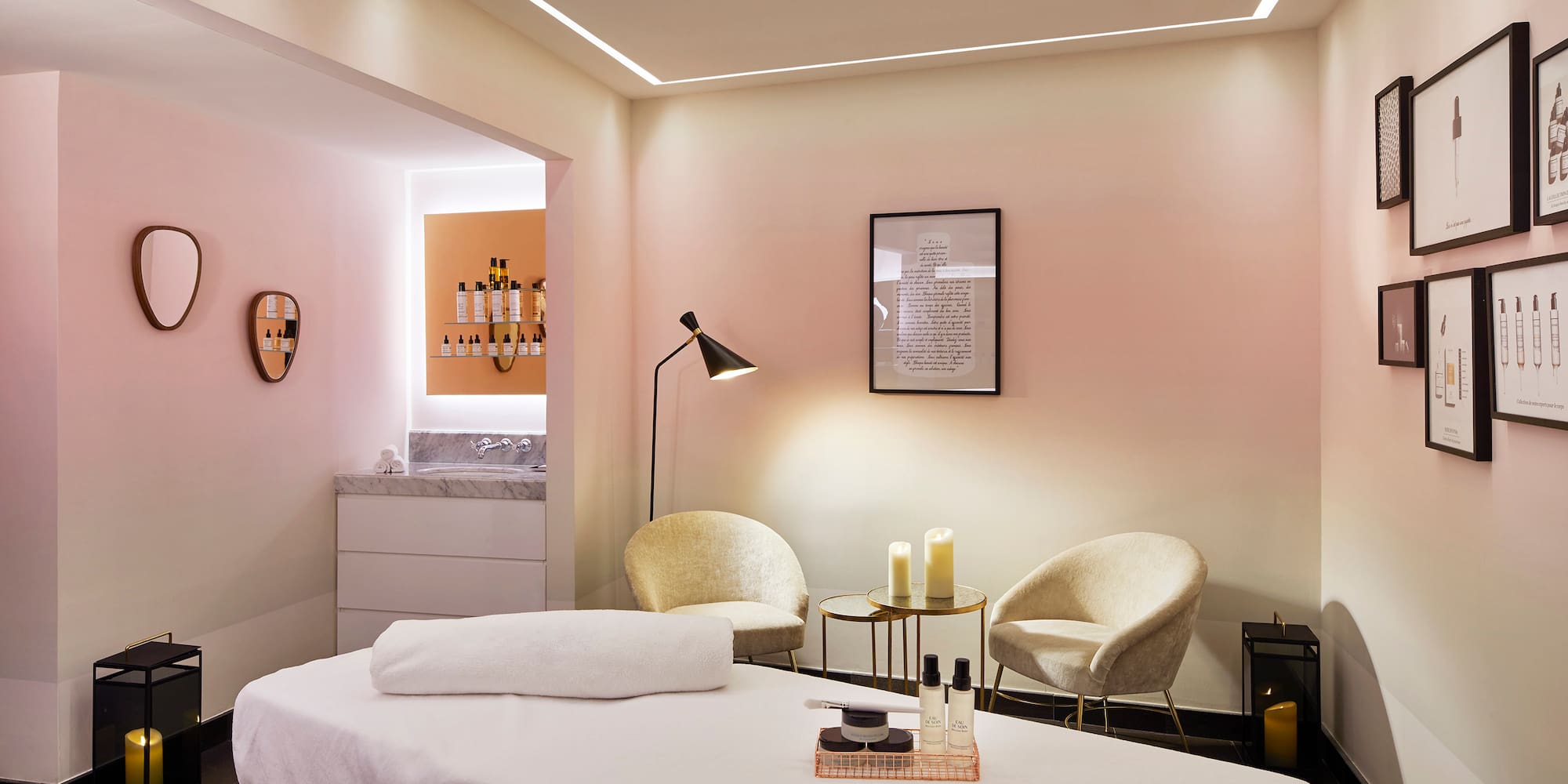 a massage table in a room