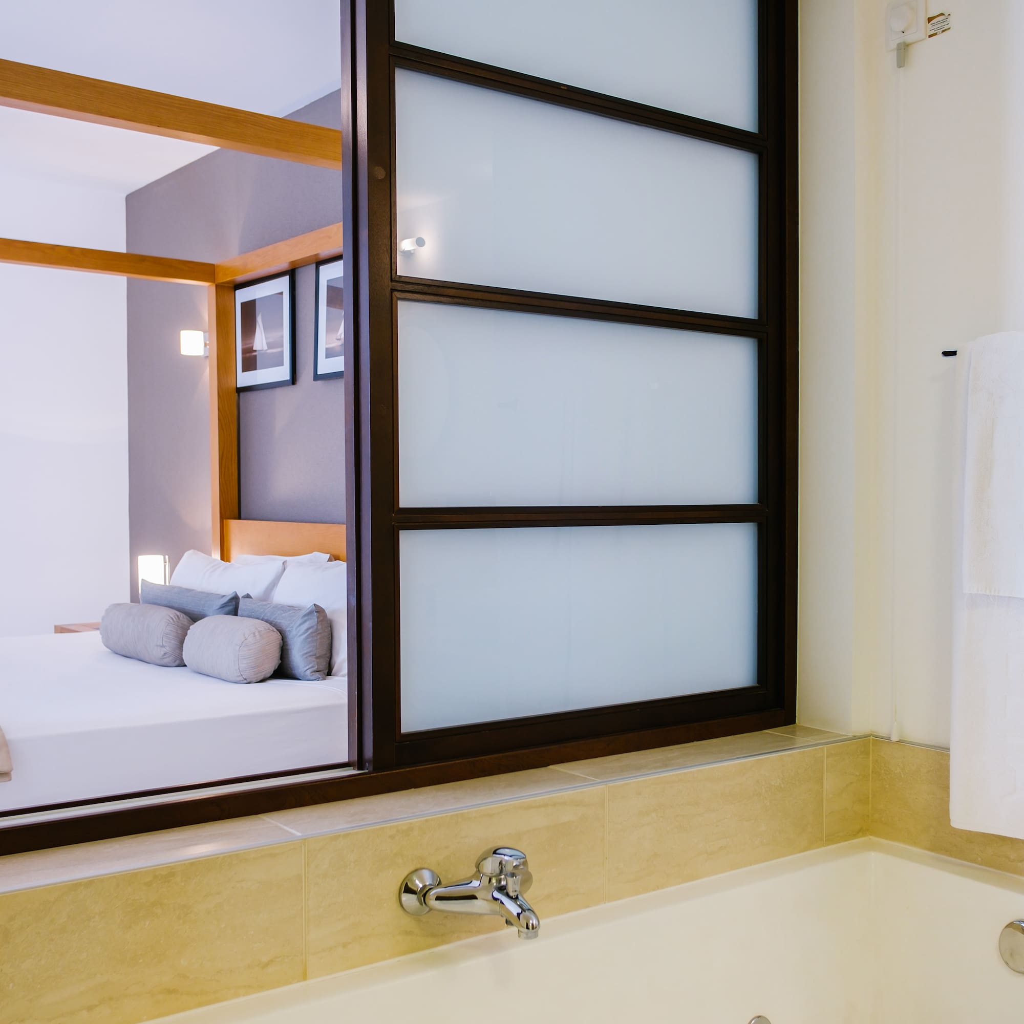 a mirror in a bathroom