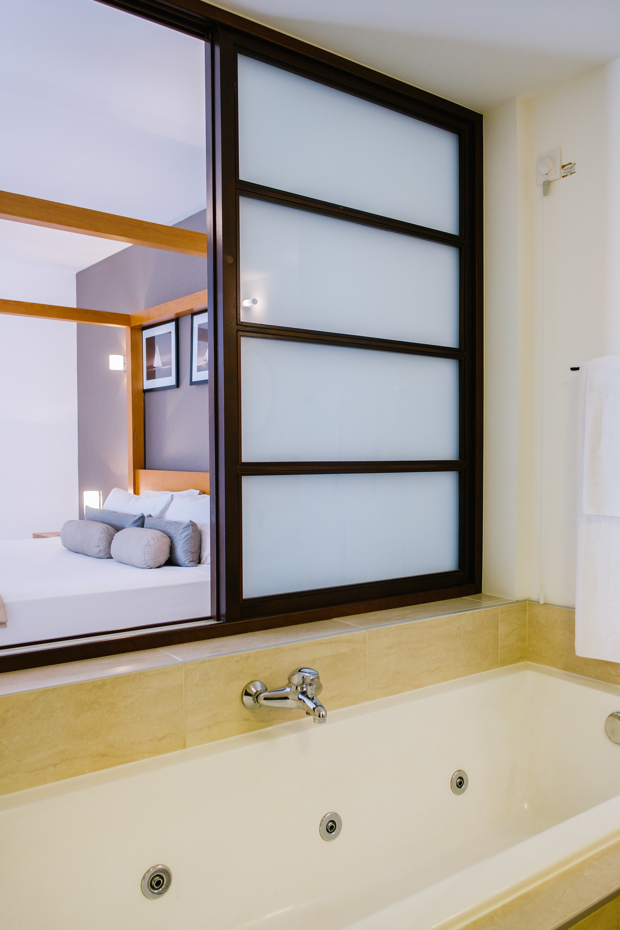 a mirror in a bathroom