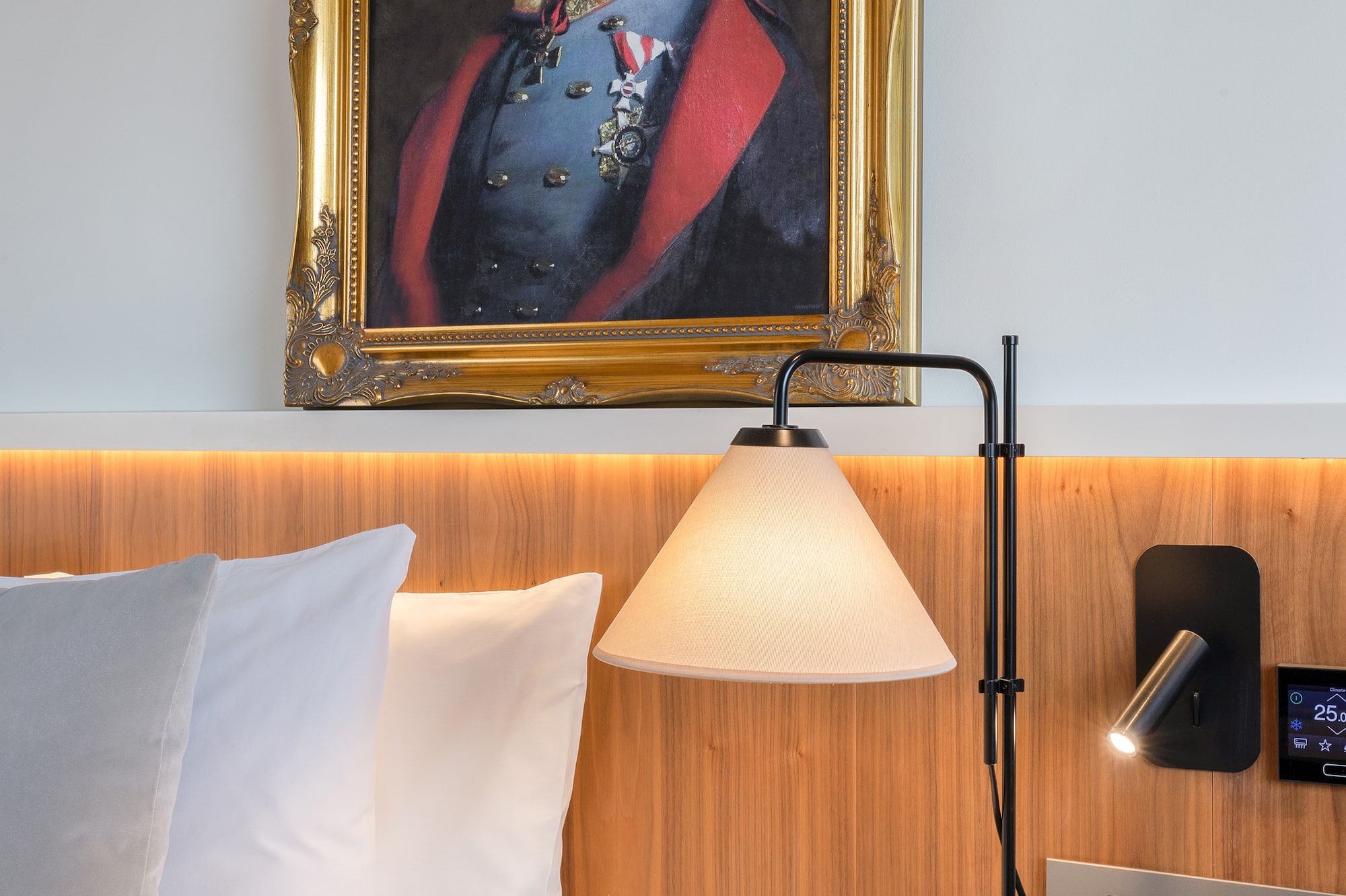 a picture of a cat in a frame on a wall