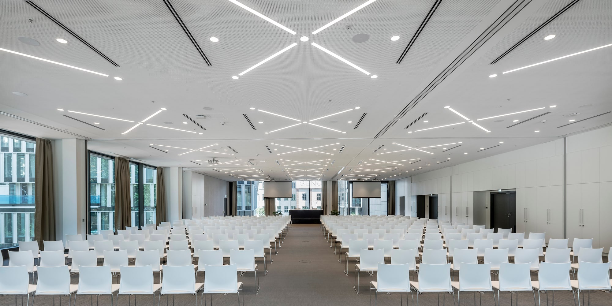 a room with many chairs