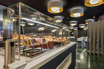 a display case of pastries