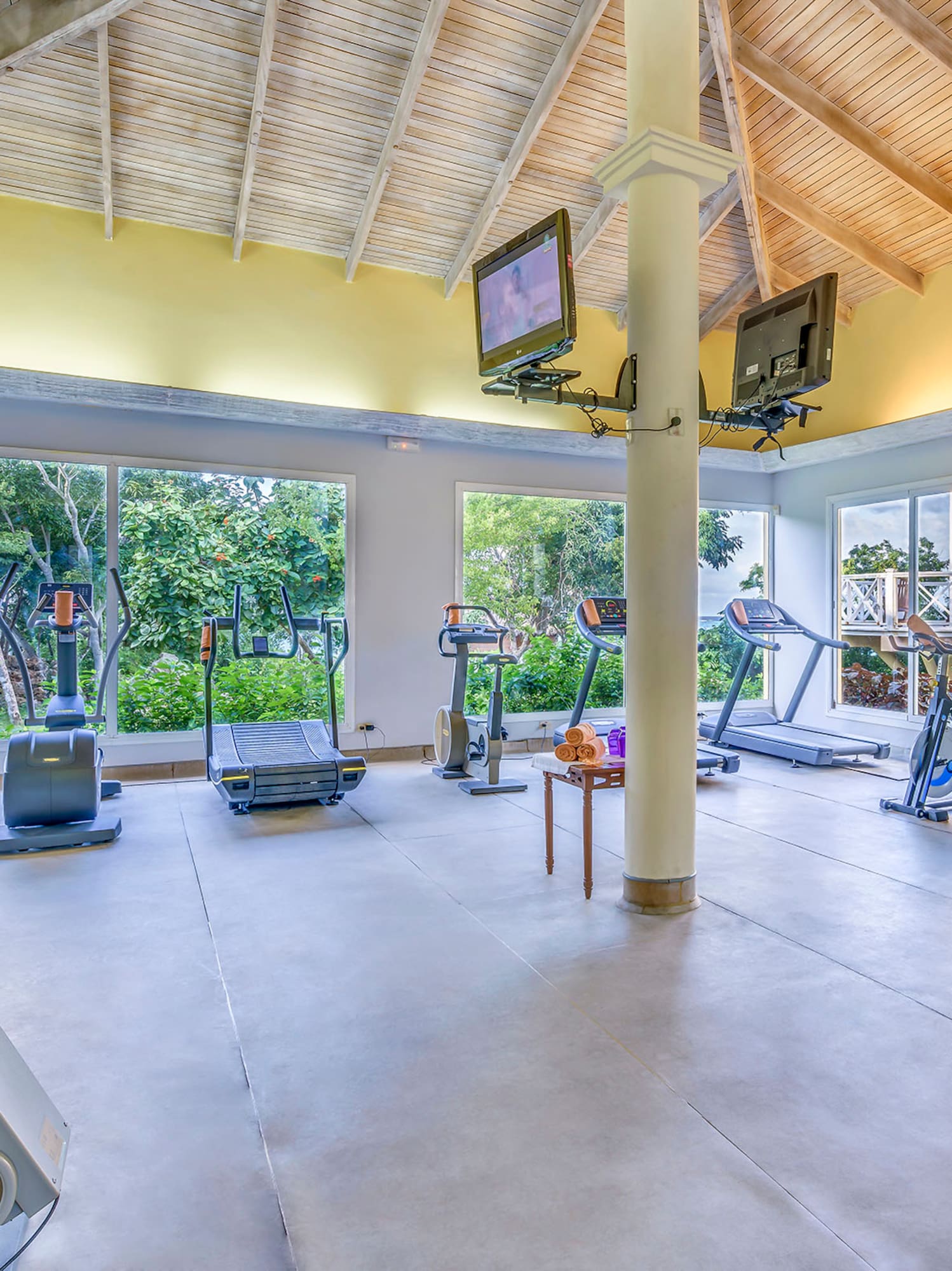 a gym with exercise equipment