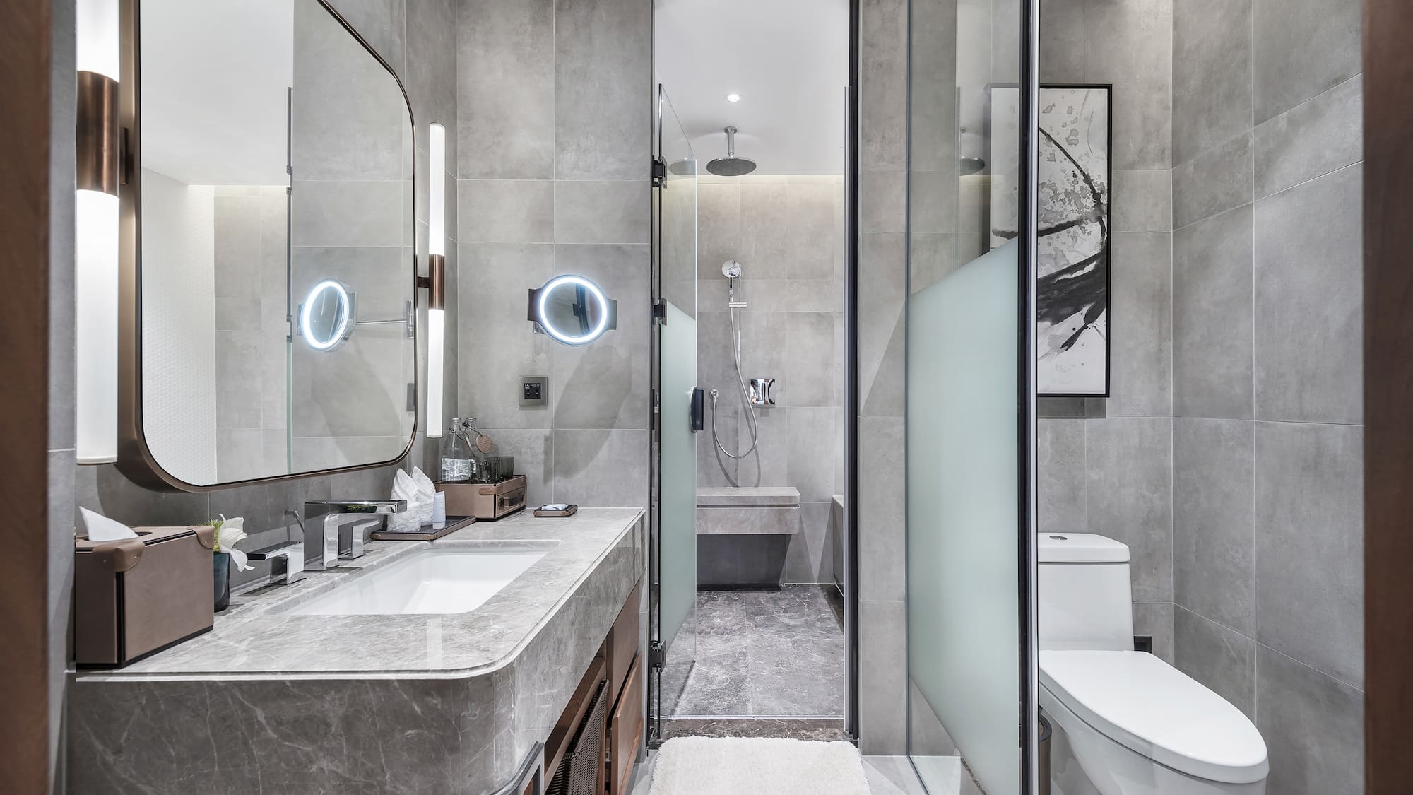a bathroom with a sink and mirror