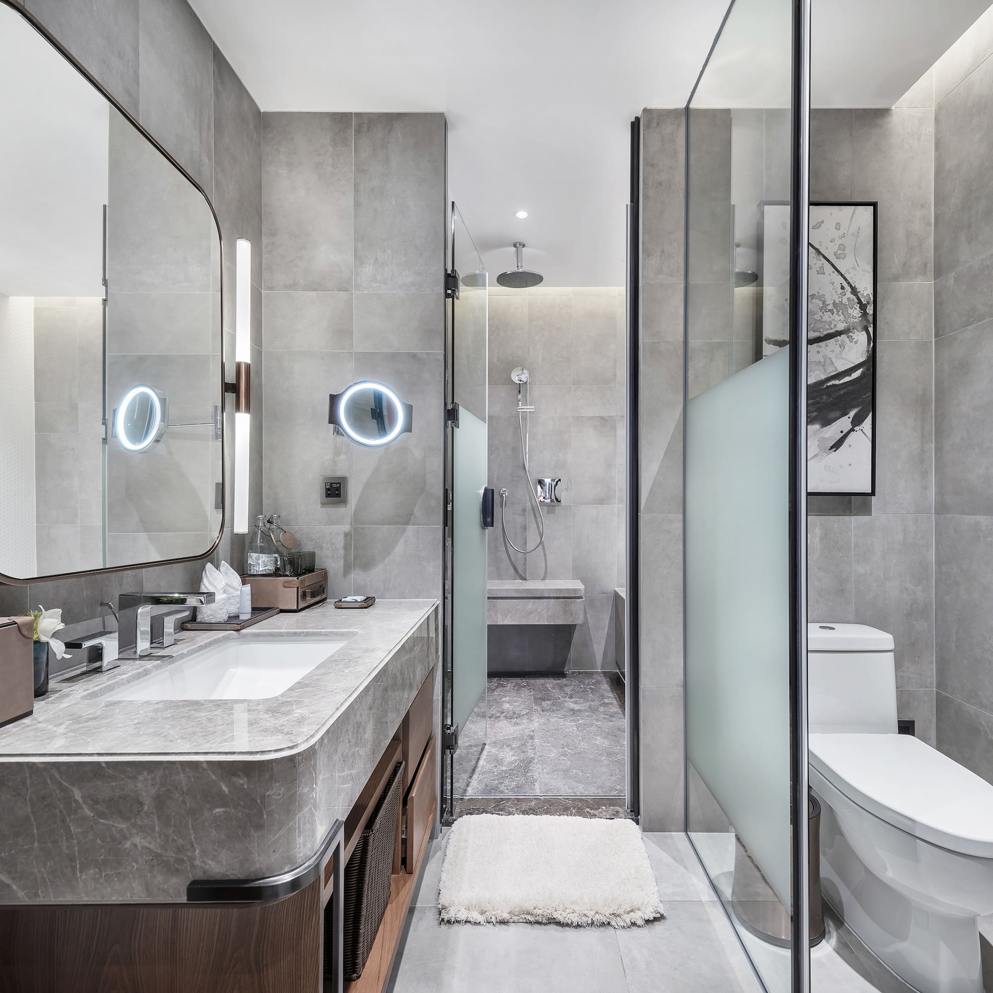 a bathroom with a sink and mirror