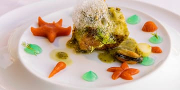 a plate of food with various objects on it