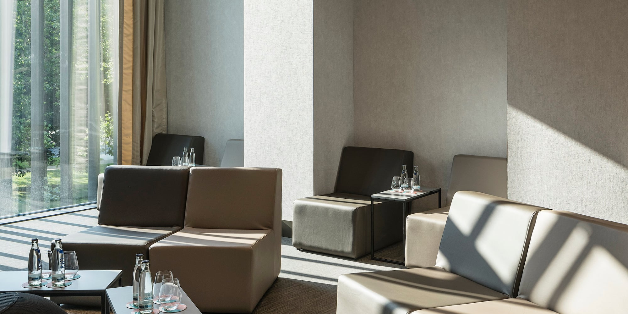 a room with couches and a ball