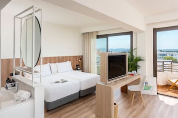 a room with a television and a table