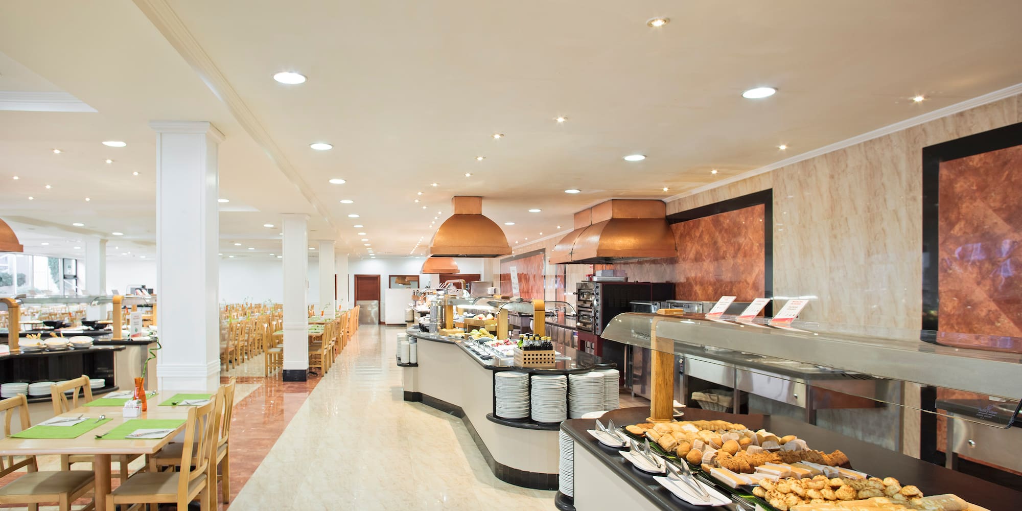 a food court with a buffet