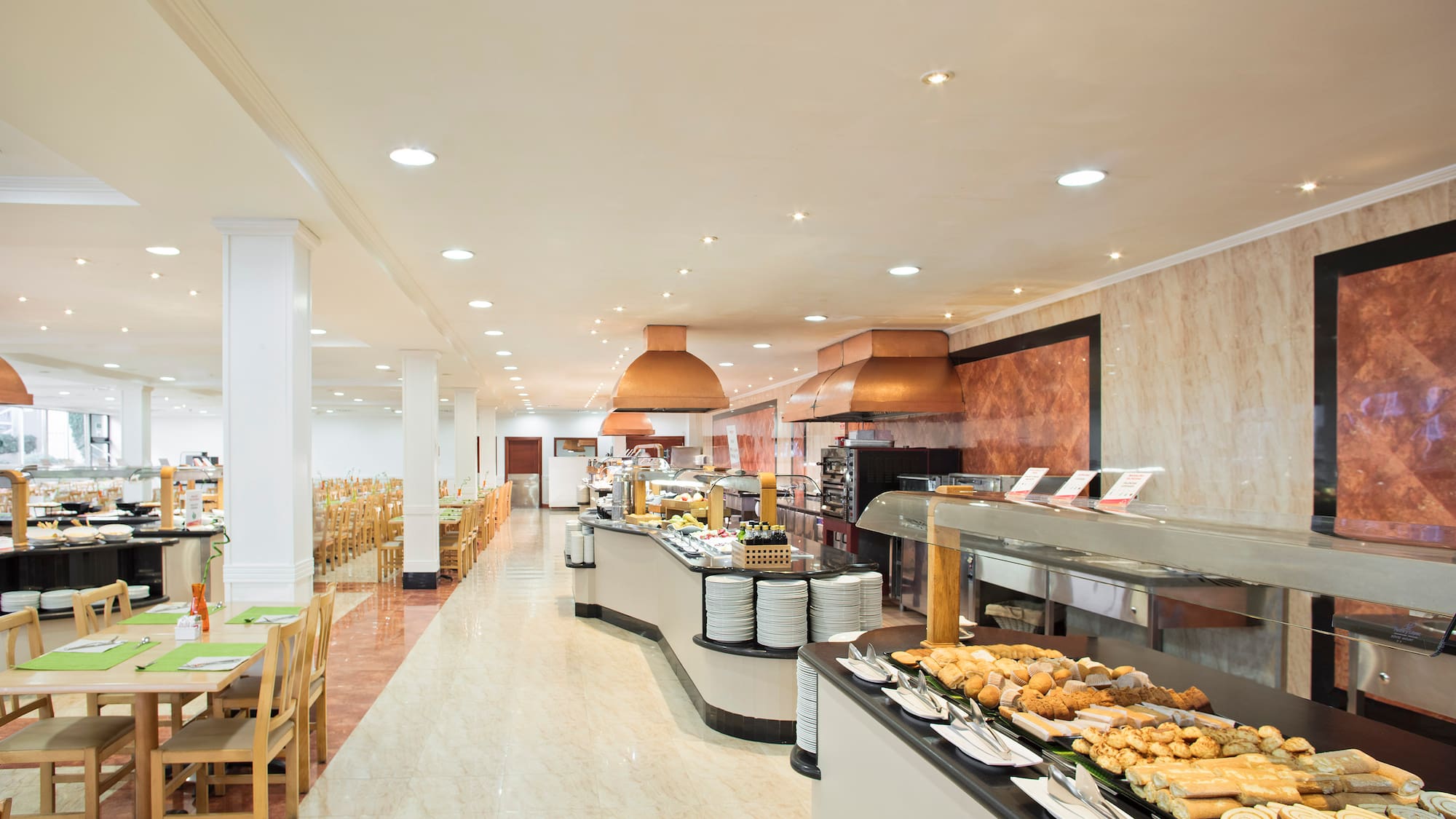 a food court with a buffet