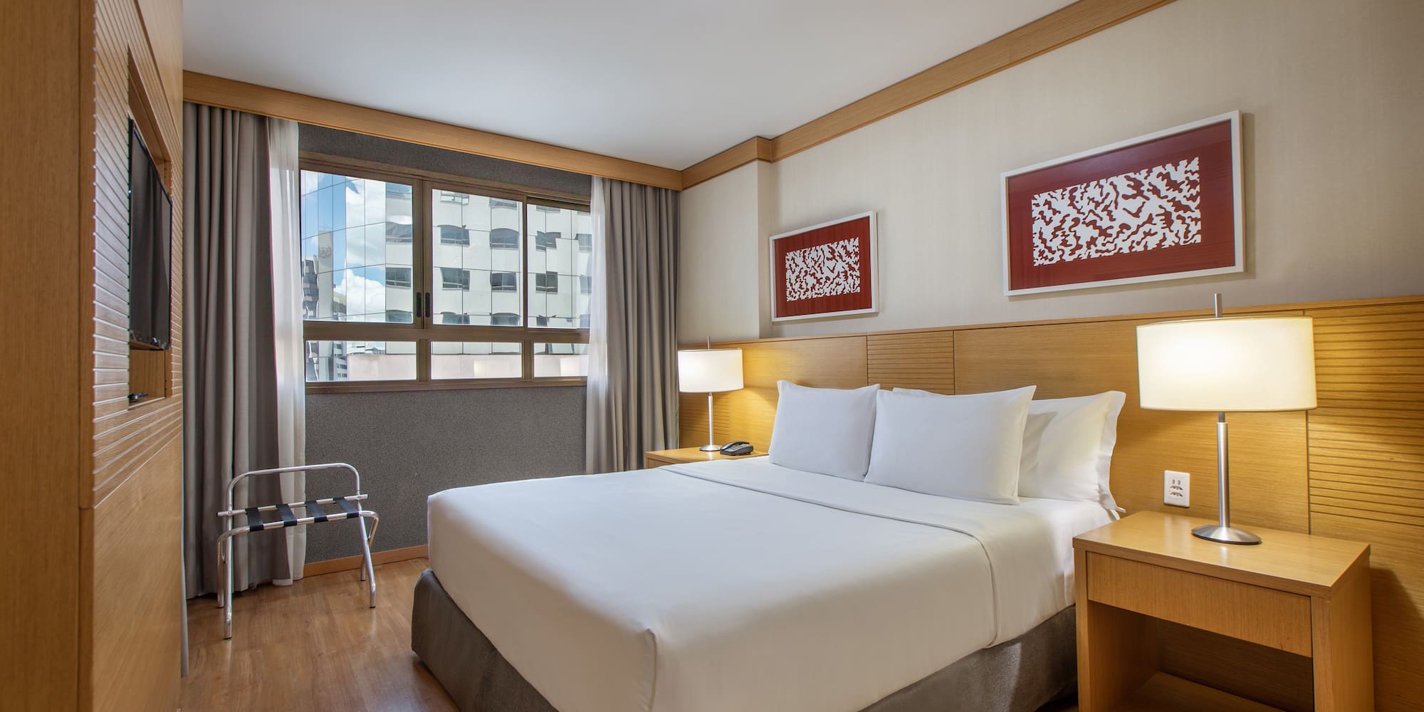 a room with a bed and a table