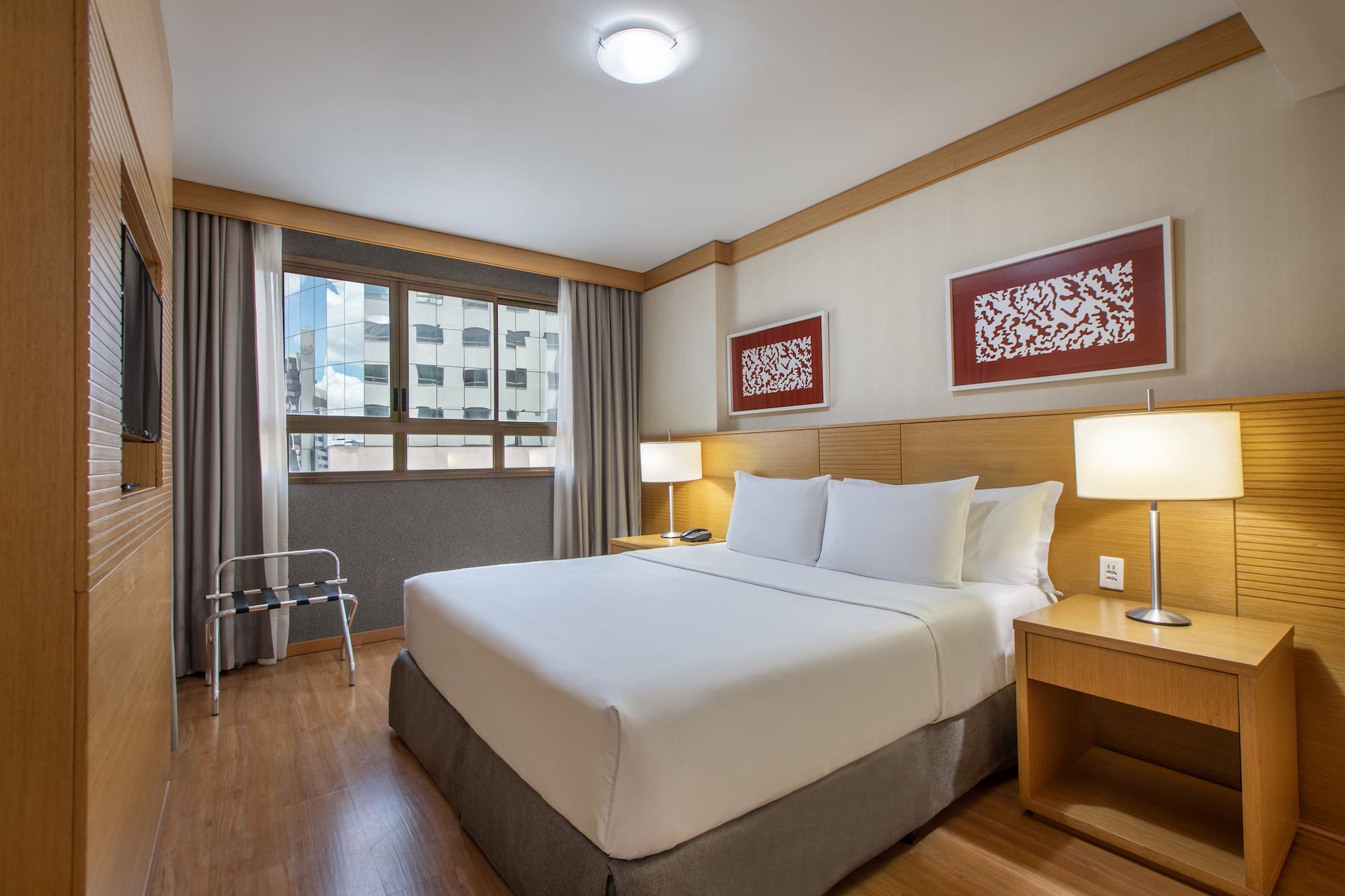 a room with a bed and a table