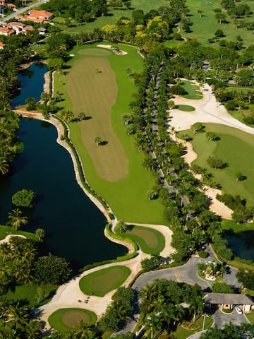 aerial view of a golf course
