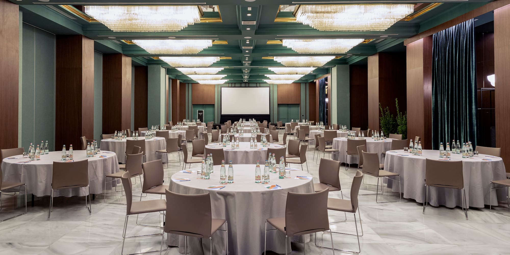 a room with tables and chairs