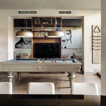 a pool table in a room