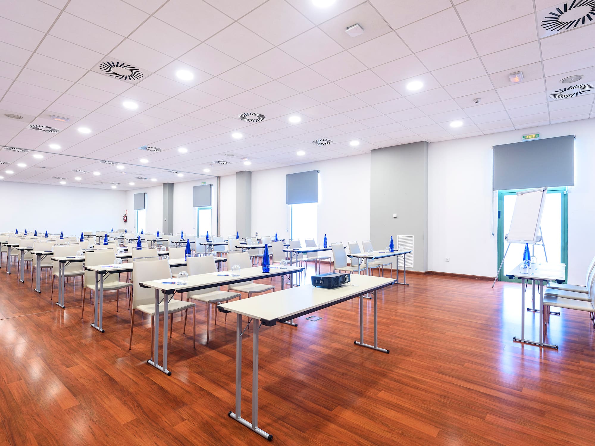 a room with tables and chairs