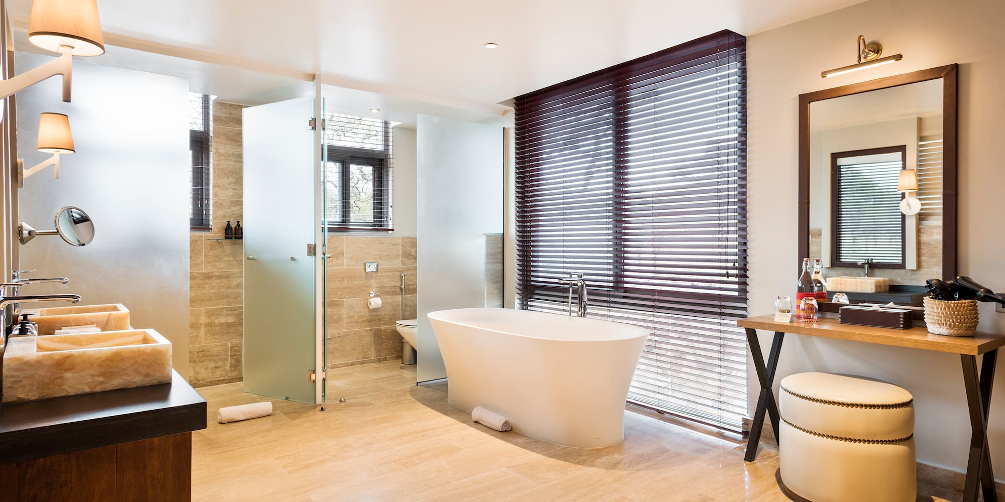 a bathroom with a tub and a sink