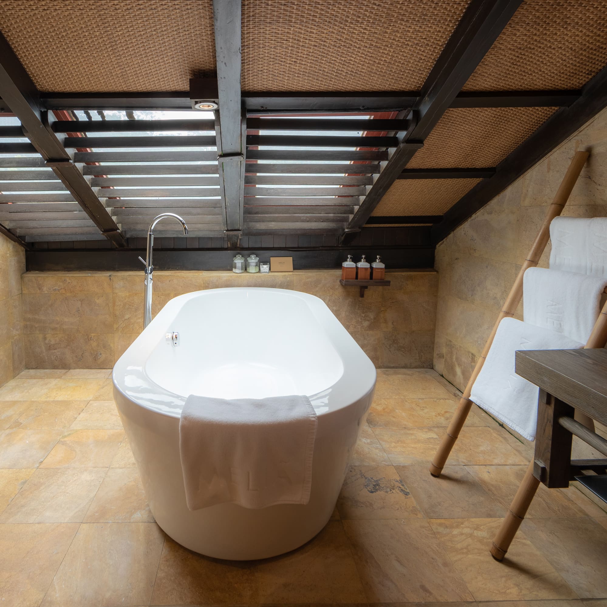 a bathtub in a bathroom