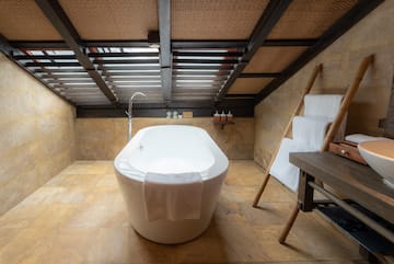 a bathtub in a bathroom