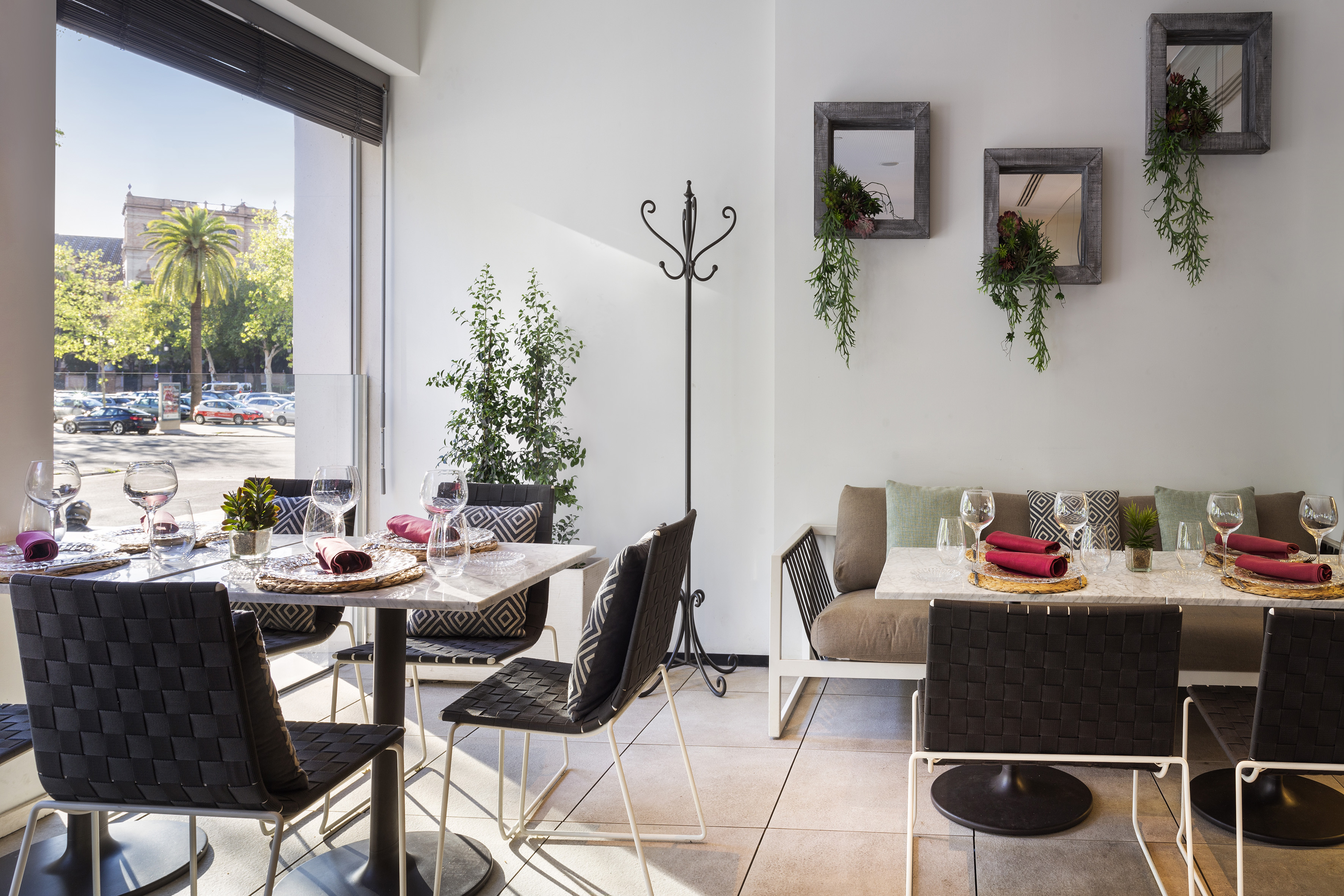 a room with a table and chairs