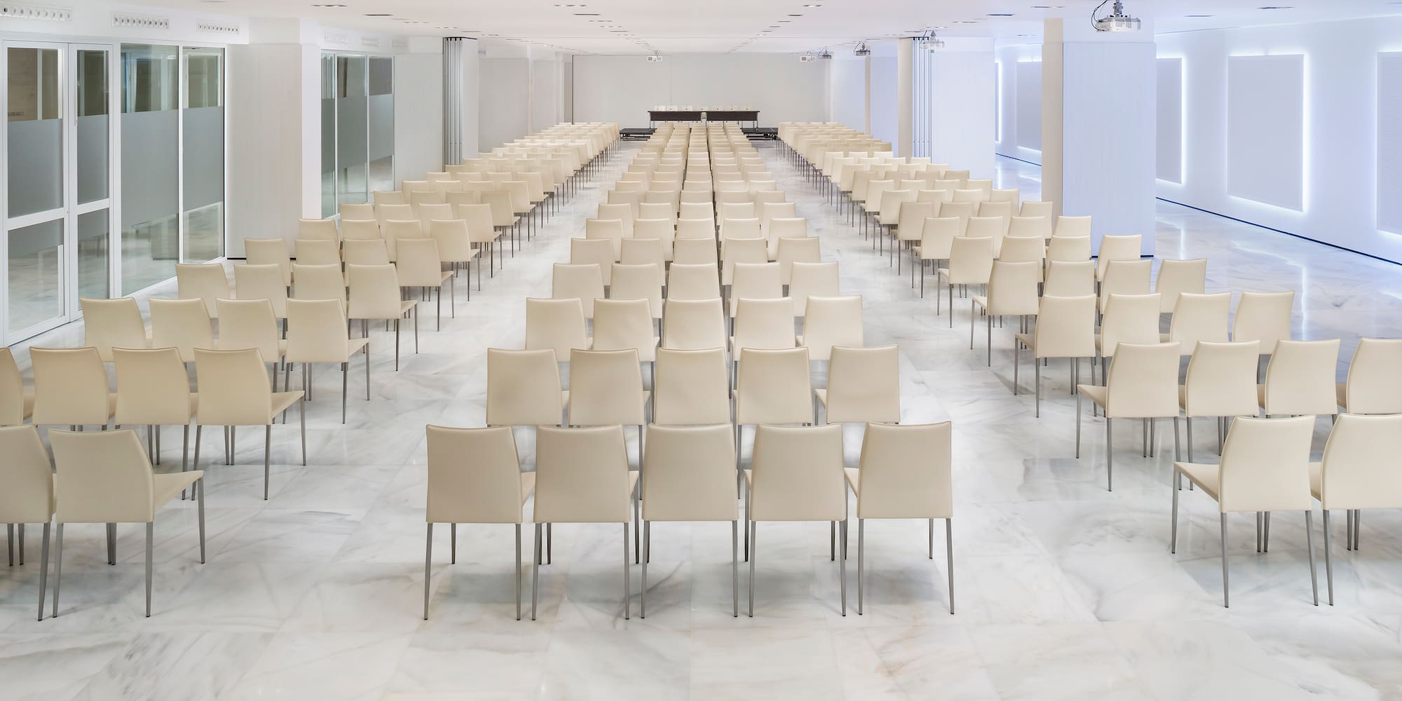 a room with many chairs