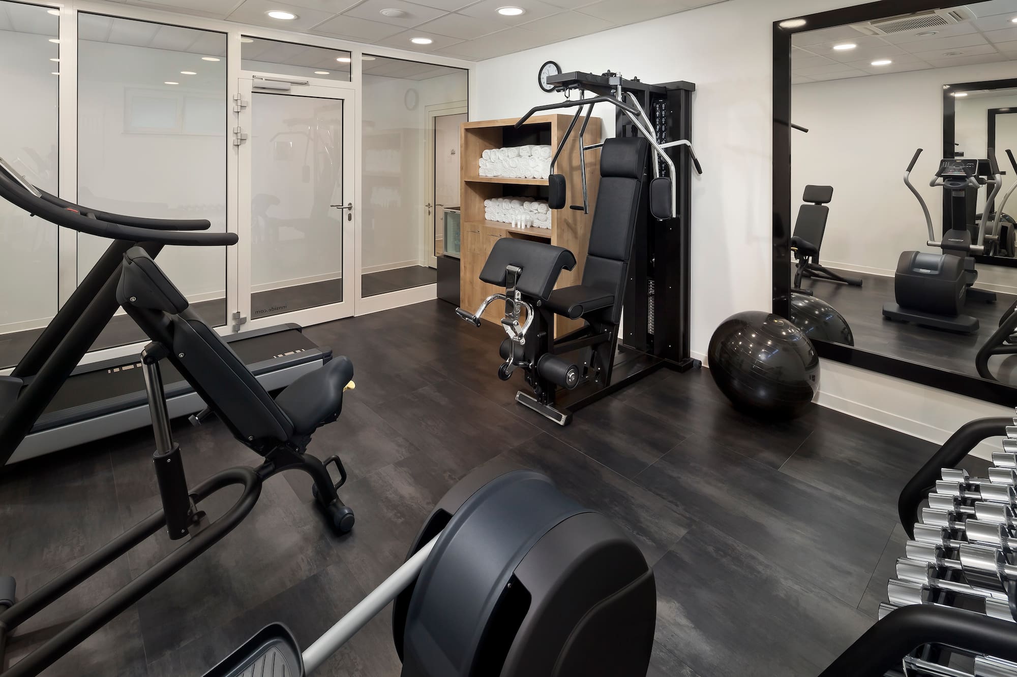 a room with exercise equipment