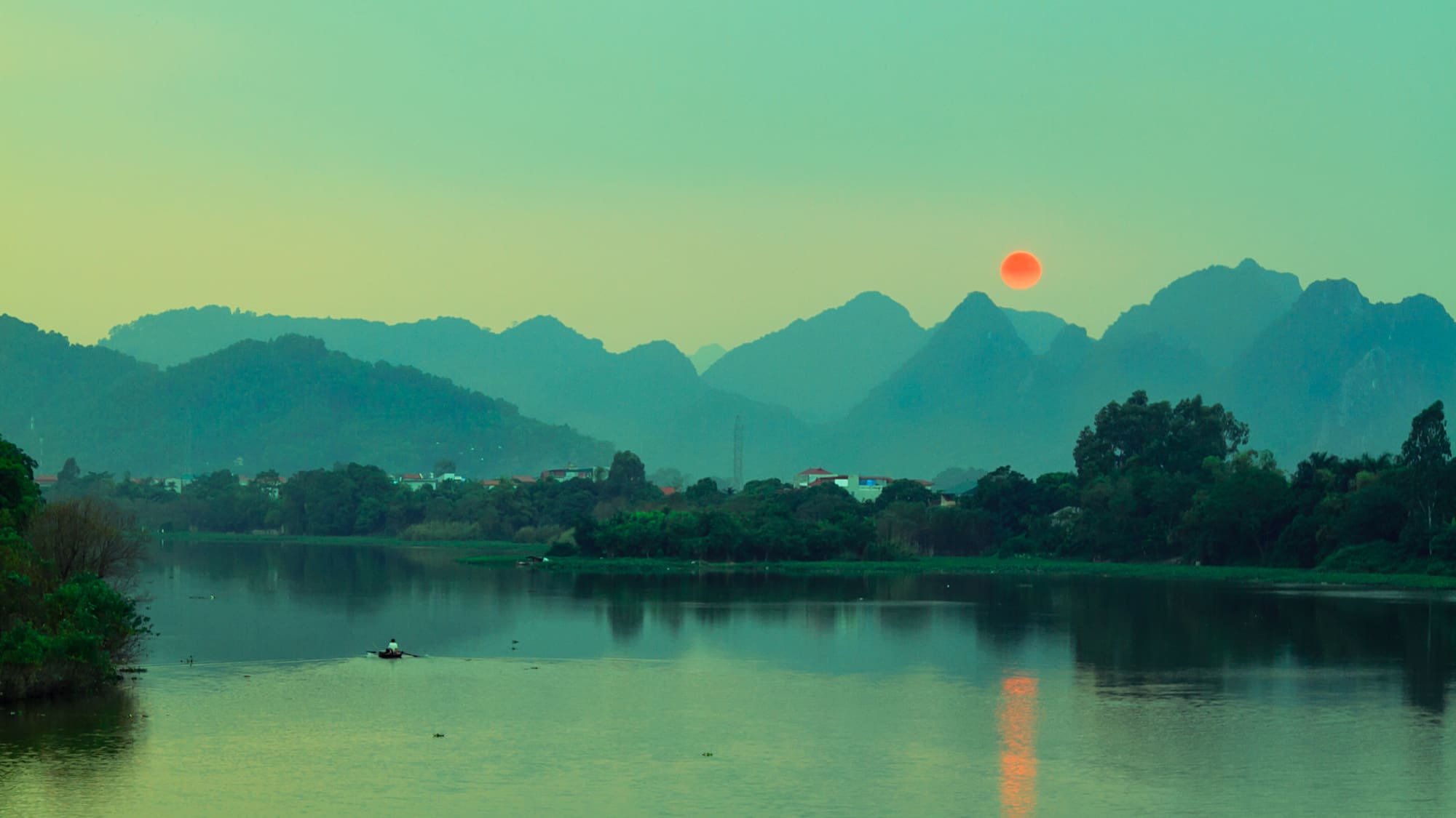 a body of water with a body of water and a boat in it