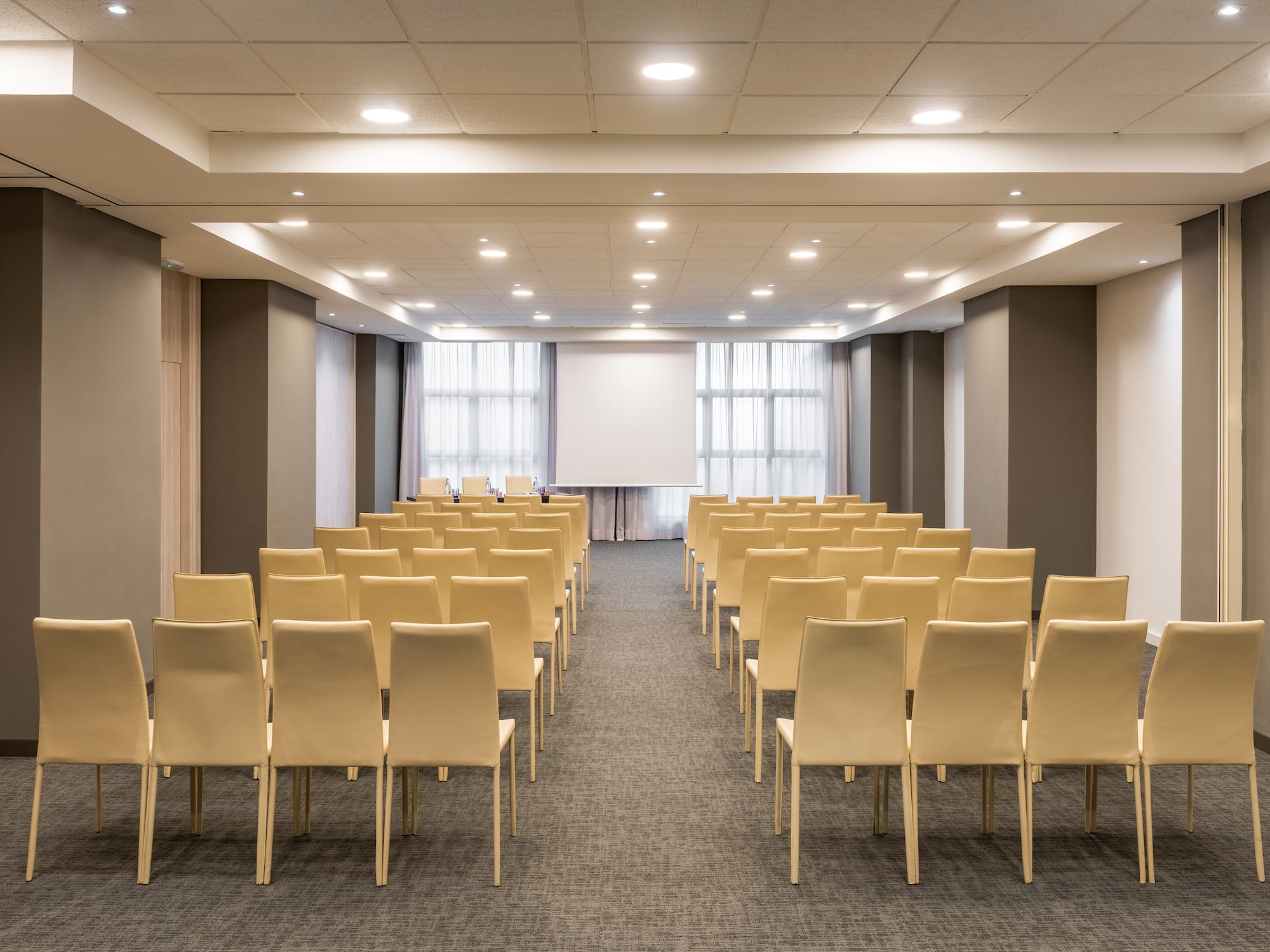 a room with many chairs