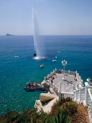 a jet fountain in the water